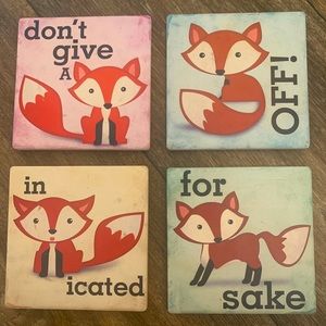 Punny fox coasters